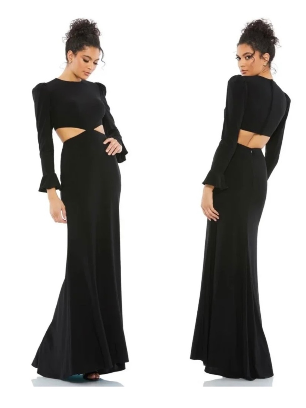 ✨ NWT Mac Duggal Black Cutout Long Sleeve Gown — Size 2 ✨